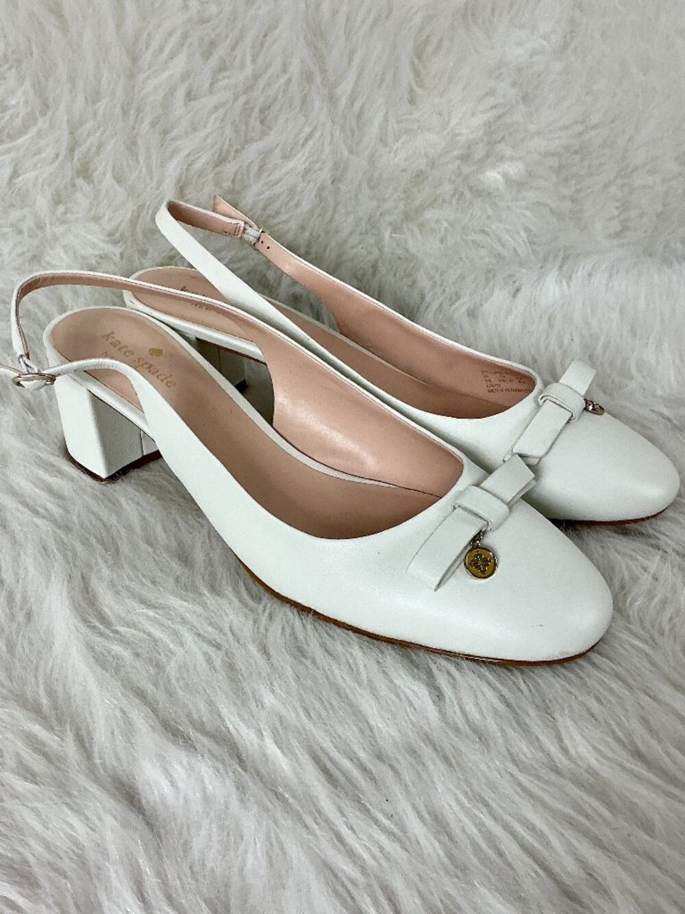 Kate Spade White Leather Bachata SB Slingback Closed Toe Pumps 11B